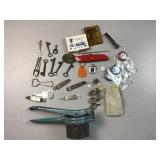 Vintage potato river, keys, bottle openers, John