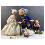 (4) vintage dolls and clip