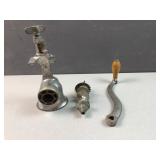 vintage, hand-cranked meat grinder, commonly used