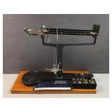 Vintage Welch triple balance scale and 9 small