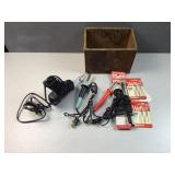Seller and archer soldering tools and wooden box