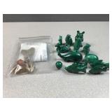 Green malachite Congo animal figures and other