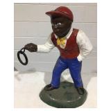 Black Americana concrete lawn jockey figure