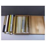 (34) Architects triangular rulers in wood box