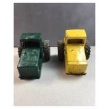 2 nylint green and yellow metal cab only truck