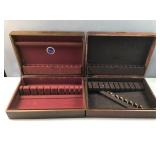 2 vintage wooden silverware flatware storage