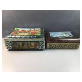 2 vintage tin chests