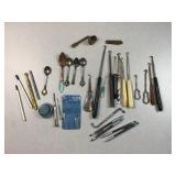 Buttonhooks, antique spoons, other personal items