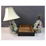 2 Andrea porcelain courting couple lamps with 1