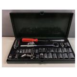 socket wrench set In green steel storage case