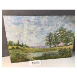 Oil painting of rural landscape