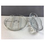 Glass plater and relish dishes