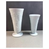 2 Milk glass Clooney harvest vases