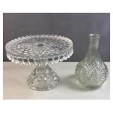 Glass cake stand and flower vase