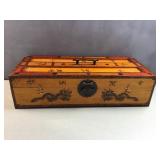 Chinese hand painted lacquer box with man jong