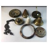 Collection of antique brass lamps, including
