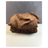 (3) Brown soft skin fabric with floral design