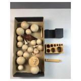 Wood balls and other shapes with holder