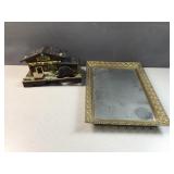 Brass lined mirror and log cabin jewerly/music