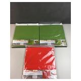 (3) fabric drawers one red two green