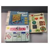 MB Connect four, monopoly, and fisher price