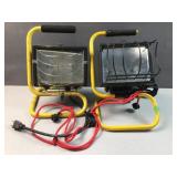 (2) portable work lights halogen bulb