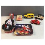 Coca Cola tins, cards & vehicles