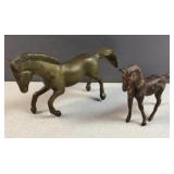 (2) solid metal mid centuiry horse figures