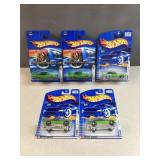 (5) new Hot Wheels die cast collectibles