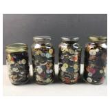 (4) Jars of vintage buttons