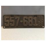 1926 Illinois license plate