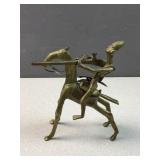 Folk art warrior on horse sculpture