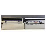 (2) vintage advertising passenger bus banks