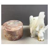 Stone figure & container