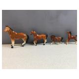 4 piece vintage  mid century ceramic horse set