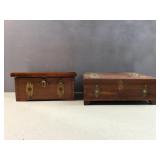 (2) wood storage boxes