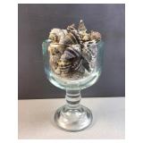 heavy glass bowl with sea shells
