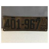 1922 Illinois license plate