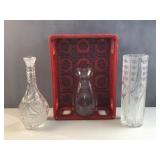 3 pc clear glass pieces in Coke flat