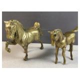 (2) Solid brass unicorn / horse figures