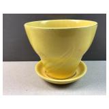 Vintage yellow ceramic planter - unmarked