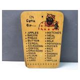 Black Americana - wood grocery shopping list