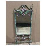vintage metal and glass wall hanging mirror