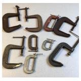 (9) vintage C clamps features Craftsman
