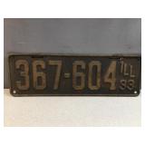 1933 Illinois license plate