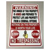 Warning criminals will be shot modern sign