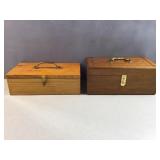 (2) wood storage boxes
