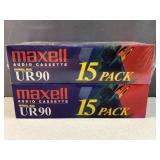 (2) Packs of 15 Maxwell Audio cassettes UR 90