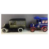 (2) metal bank trucks