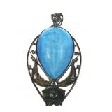 Sterling silver blue chalcedony pendant